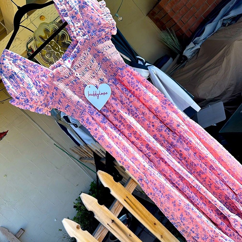 Buddy love size medium new with tags, pink with blue floral dress.